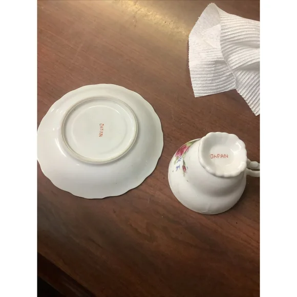 Vintage Rose Footed Cup & Saucer Set BEX1 by BETSONS 2 1/4” - Picture 6 of 7